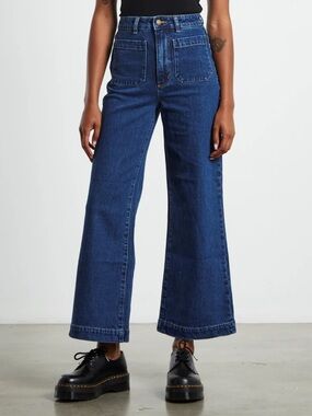 ROLLA'S Deep Blue High-Rise Wide-Leg Sailor Jeans Size 27